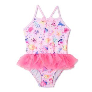 Toddler Girl One-Piece Tutu Swimsuit Pink 12 Month